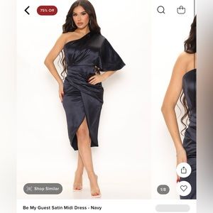 FASHION NOVA NAVY SATIN DRESS